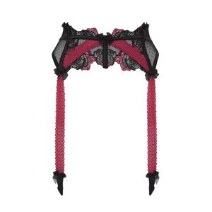 NWT For Love & Lemons Black & Red Lace‎ Garter Belt Size Small